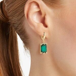 Perry Street Kelly Huggies Emerald Gem Gold Earrings